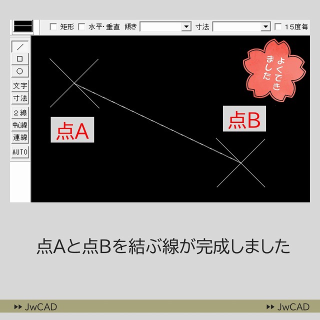 JwCADで
2点間を結ぶ線を作図する方法
の解説画像（3）